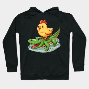 Cute chicken on crocodile Hoodie